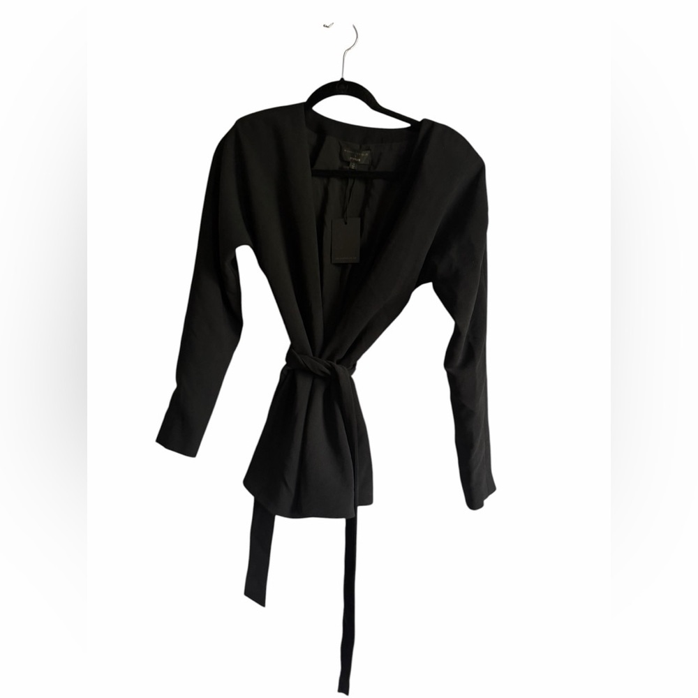 Michael Costello x Revolve Black Long Sleeve Tie Waist Blazer Wrap Size Small - Picture 7 of 9